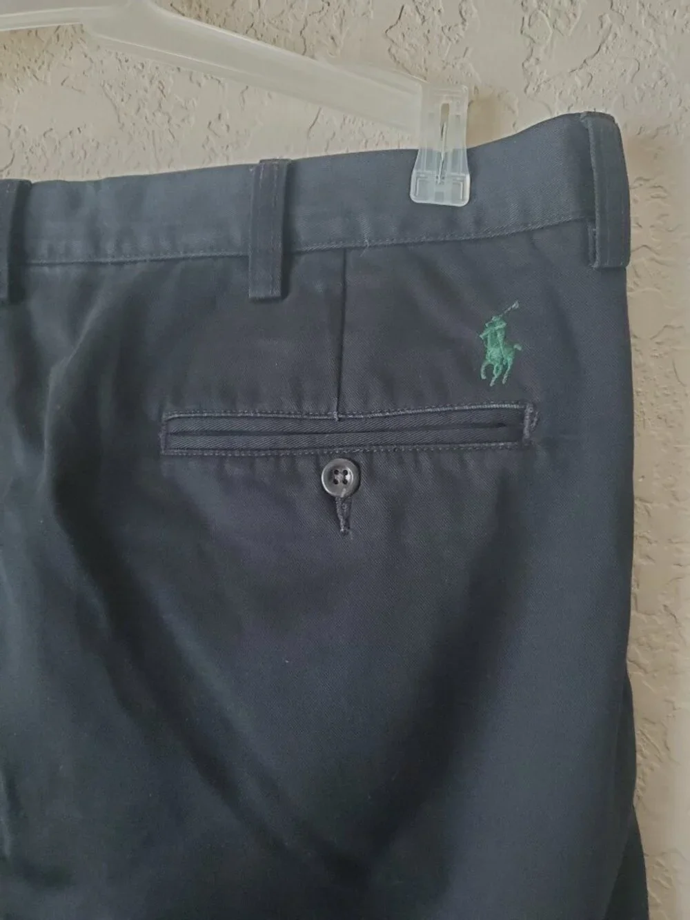 Polo Ralph Lauren Black Chino Trousers 36x30 Mens Flat Front Cotton Pants